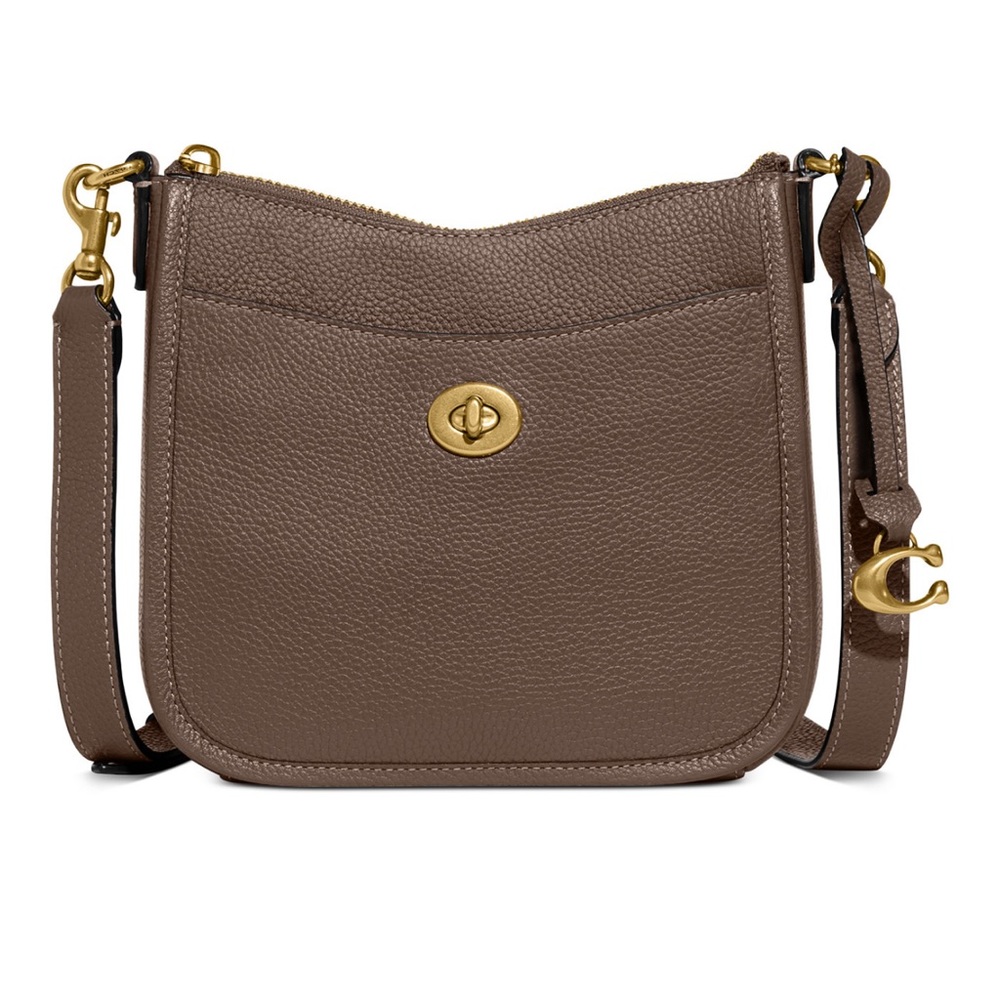Coach Pebble Leather Chaise 19 Crossbody Dark Stone new